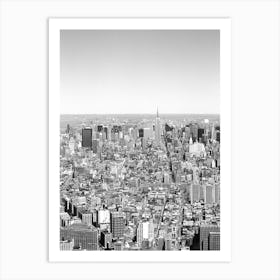 Manhattan Uptown Aerial View In Black And White Art Print