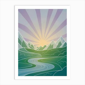 Mountains And River Art Print