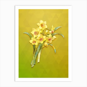 Vintage Chinese Sacred Lily Botanical Art on Empire Yellow n.0987 Art Print