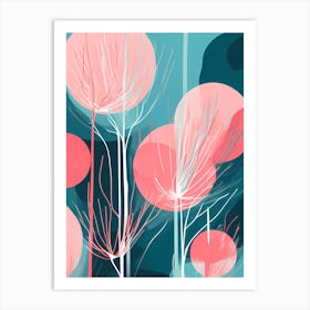 Abstract tree Art, calming tones of Blue, pink& teal, 1285 Art Print