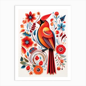 Scandinavian Bird Illustration Northern Cardinal 2 Art Print