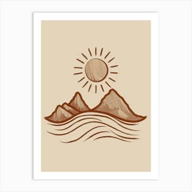 Mountains And Sun 3 Art Print