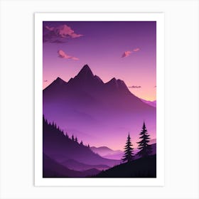 Misty Mountains Vertical Composition In Purple Tone 35 Art Print