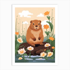 Baby Animal Illustration  Beaver 2 Art Print