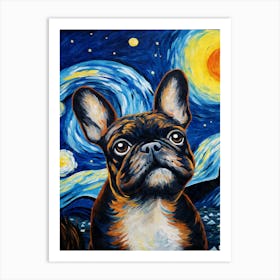 French Bulldog Starry Night Dog Portrait 2 Art Print