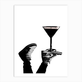 Silhouette Of A Person Holding A Drink Art Print
