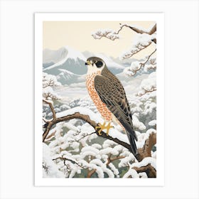 Winter Bird Painting Falcon 4 Art Print