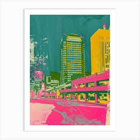 Japanese Retro Cityscape Silkscreen 1 Art Print