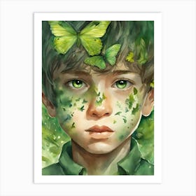 Boy with Butterflies Art Print