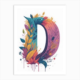 Colorful Letter D Illustration 55 Art Print