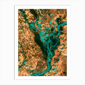 Satellite Image Of The Missouri River Art Print
