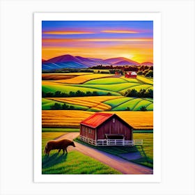 Sunset On The Farm 2 Art Print