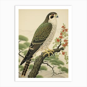 Ohara Koson Inspired Bird Painting Falcon 4 Art Print