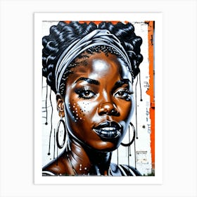 Graffiti Mural Of Beautiful Black Woman 381 Art Print