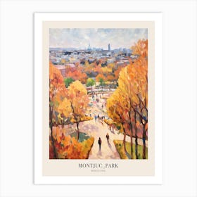 Autumn City Park Painting Montjuc Park Barcelona 2 Poster Art Print