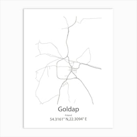 Goldap,Poland Minimalist Map Art Print