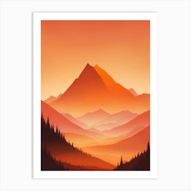 Misty Mountains Vertical Composition In Orange Tone 139 Art Print