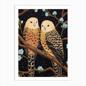 Art Nouveau Birds Poster Budgerigar 3 Art Print