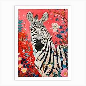 Floral Animal Painting Zebra 4 Art Print