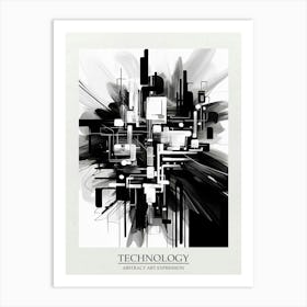 Technology Abstract Black And White 5 Poster Art Print