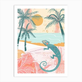 Chameleon On The Beach Modern Illustration Art Print