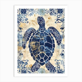 Ornamental Sea Turtle Wallpaper Style 3 Art Print