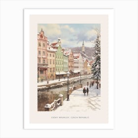 Vintage Winter Poster Cesky Krumloy Czech Republic 6 Art Print