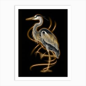 Golden Heron Art Print