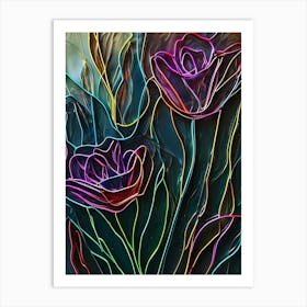 Acrylic Line Rose Art (1) (1) Art Print