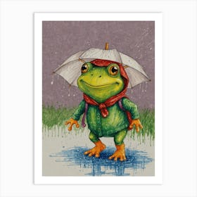 Frog In The Rain 1 Art Print