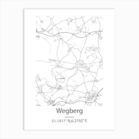 Wegberg,Germany Minimalist Map Art Print