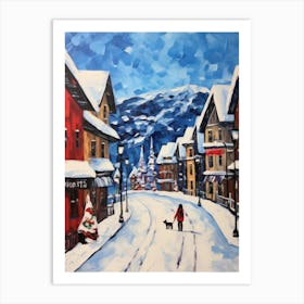 Cat In The Streets Of Banff   Canada With Snow 2 Art Print