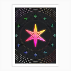 Neon Geometric Glyph in Pink and Yellow Circle Array on Black n.0013 Art Print