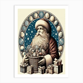 Santa Claus With Gifts Style William Morris Art Print