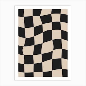 Checkerboard - Beige And Black Art Print