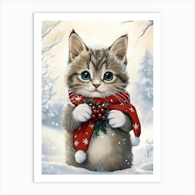 Christmas Kitten 4 Art Print