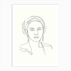 Portrait Of A Woman Hand Drawing Line Art 6 Art Print