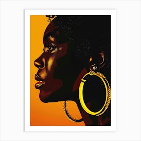 African Woman With Hoop Earrings 6 Art Print