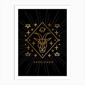 Capricorn — Zodiac geometric Art Print