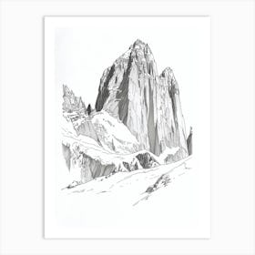 Cerro Torre Argentinachile Line Drawing 3 Art Print