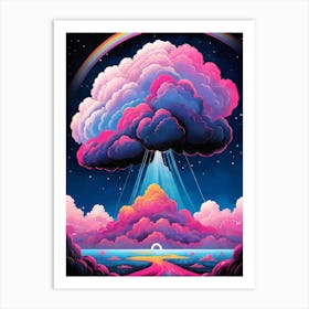 Surreal Rainbow Clouds Sky Painting (28) Art Print