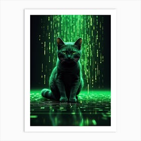 Green Cat Art Print