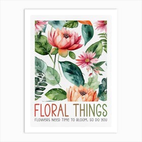 Floral Things Watercolor Flowers Art Print