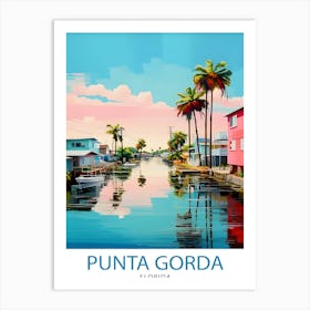 Punta Gorda Florida Print Coastal Town Art Charlotte Harbor Poster Florida Landscape Wall Art Gulf Coast Decor Seaside Town Illustration Art Print