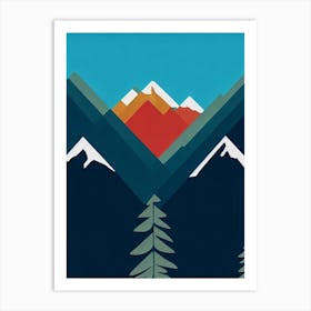 Lake Tahoe, Usa Modern Illustration Skiing Poster Art Print