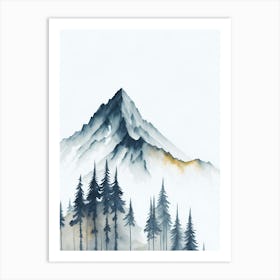 Mountain And Forest In Minimalist Watercolor Vertical Composition 166 Art Print