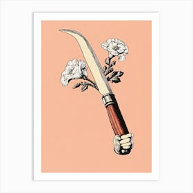 Knife With Flowers Art Print