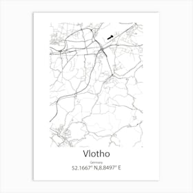 Vlotho,Germany Minimalist Map Art Print