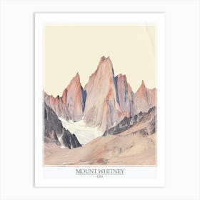 Mount Whitney Usa Color Line Drawing 3 Poster Art Print