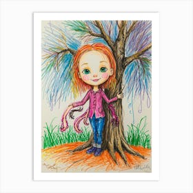 Little Girl In A Tree Art Print